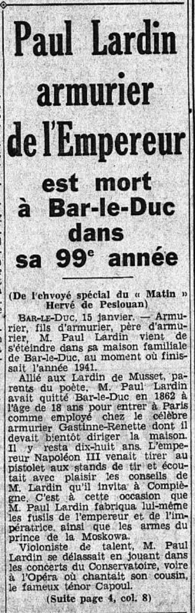 Décès de Paul Lardin