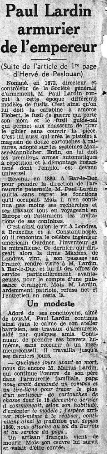 Décès de Paul Lardin